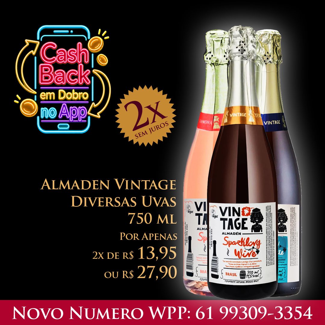 Espumante Almaden Vintage 750 ml R$ 27,90