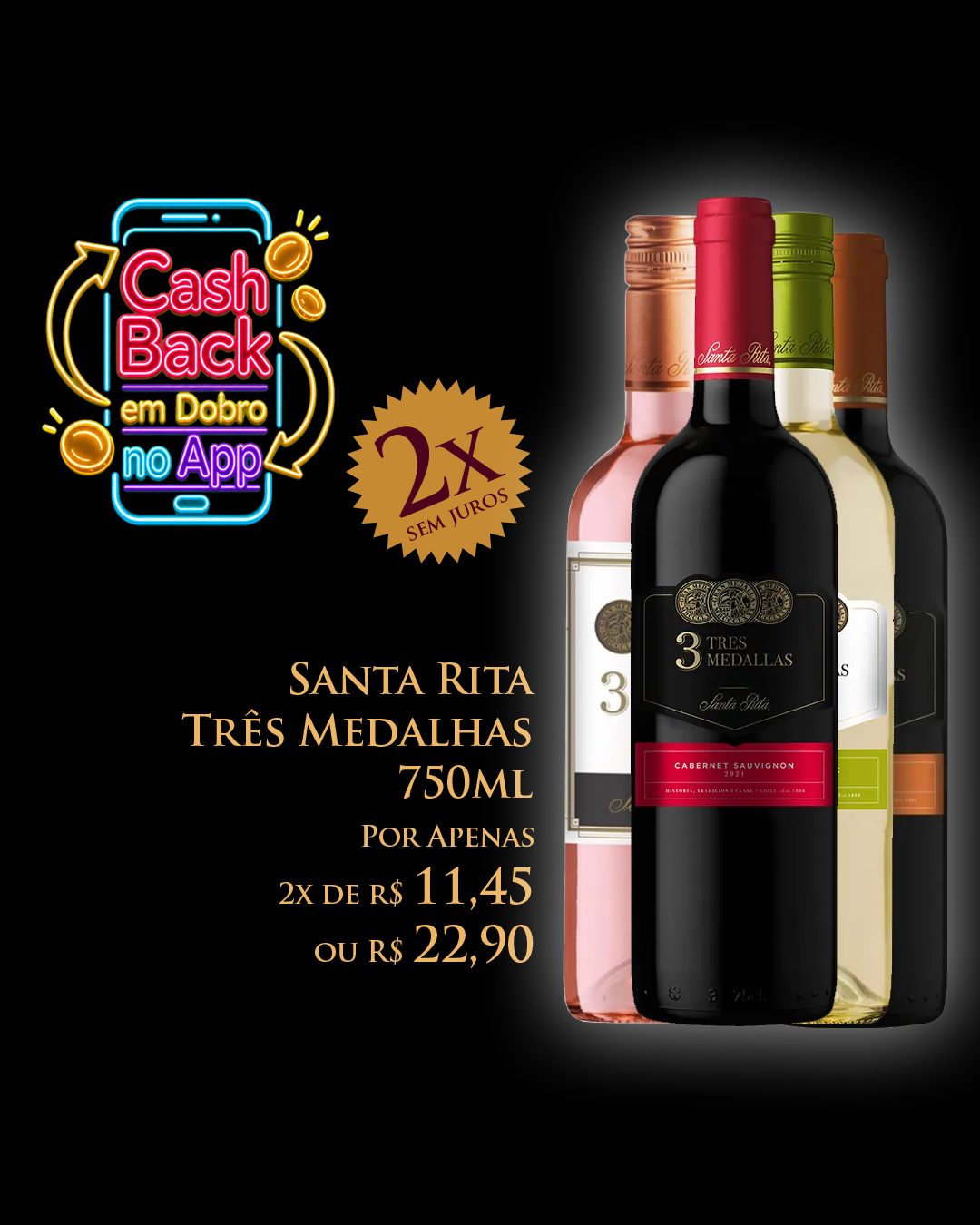 Três Medalhas 750 ml R$ 22,90